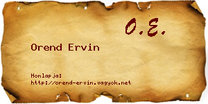 Orend Ervin névjegykártya